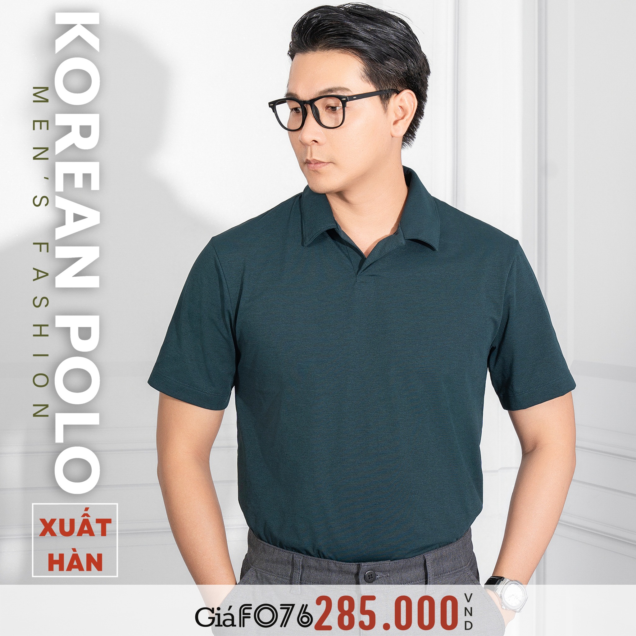 Áo Thun Polo Nam Xuất Hàn Màu Xanh Rêu Thoải Mái và Sang Trọng