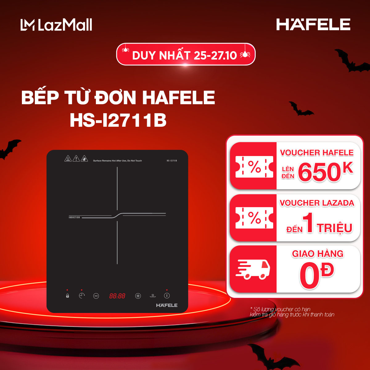 [NEW] [Tặng kèm nồi inox] Bếp từ đơn Hafele HS-I2711B 536.61.890