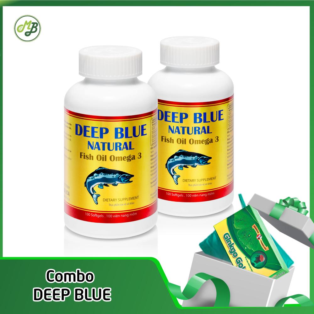[HCM]COMBO 2 chai Dầu cáBổ mắtchống mỏi mắt DEEPBLUE NATURAL FISH OIL OMEGA 3 – CHAI 100 viên TẶNG 1 hộp tuần hoàn não và áo mưa dù cao cấp