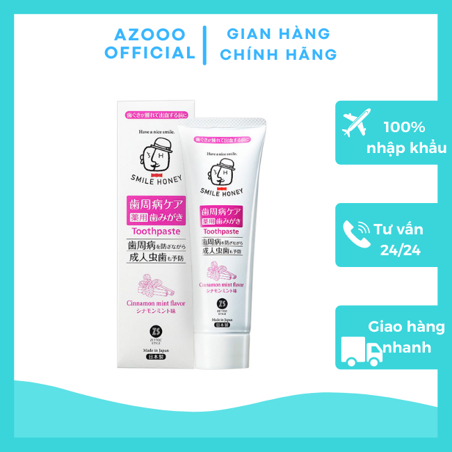 [AZOOO] Kem đánh trắng răng cho hơi thở thơm mát Zettoc Smile Honey vị bạc hà 120g nhập khẩu chính h