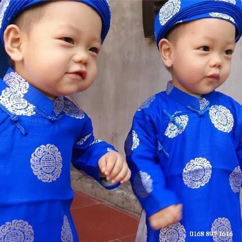 Áo dài Truyền thống bé trai Gấm Thái tuấn ( Áo + quần + mấn, khăn xếp đội đầu)