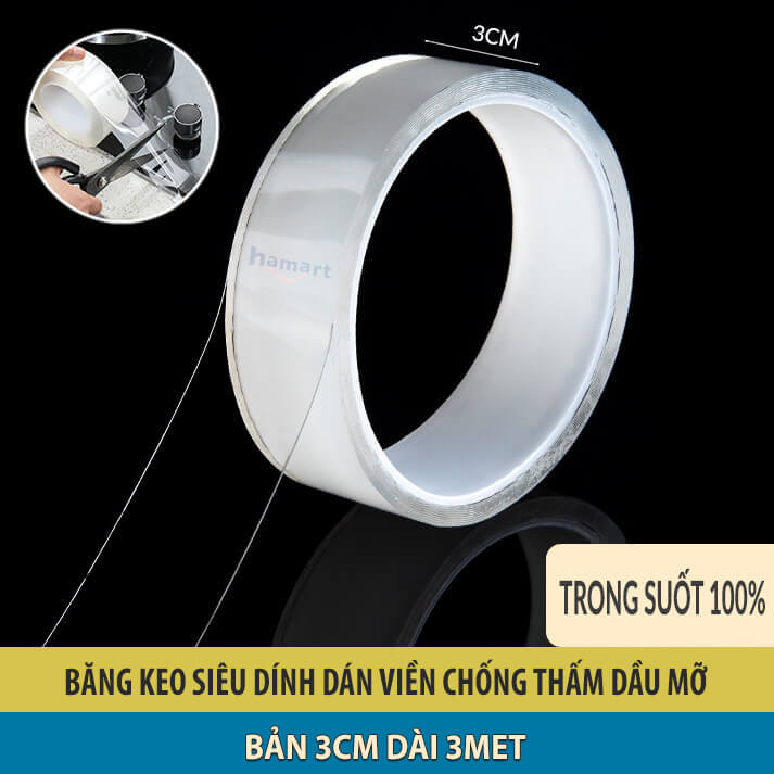 Băng Keo Dán Bồn Rửa Chén Trong Suốt Siêu Dính Hamart Ron Dán Góc Cạnh Tường Viền Bếp Chống Thấm Dầu