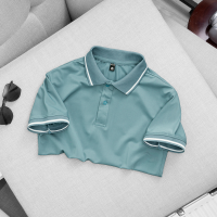 Áo thun polo nam vải cá sấu phối sọc viền tay viền cổ Everest 15 màu