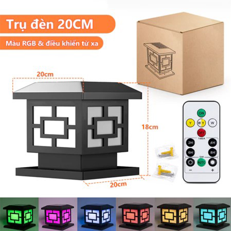 HAIGE Đèn trụ cổng Dèn Sân Vườn 4/7 Màu ngoài trời LED chống thấm nước đèn năng lượng mặt trờiđể trang trí sân vườn