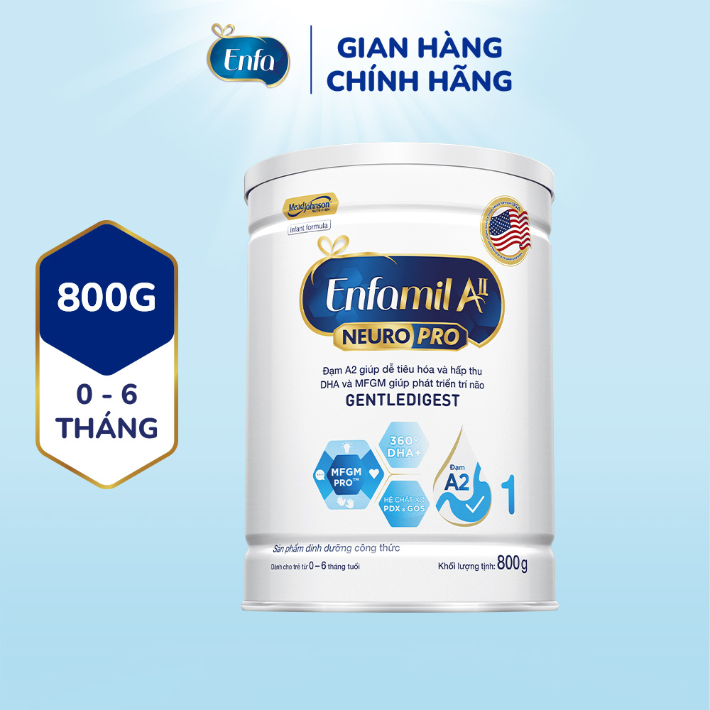 Sữa bột Enfamil A2 Neuropro 1 800g giúp dễ tiêu hóa hấp thu cho trẻ từ 0-6 tháng tuổi