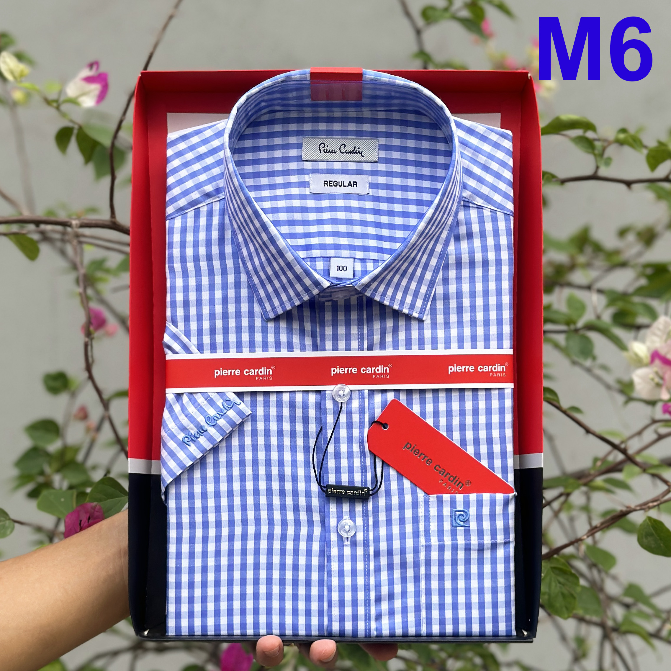 Áo Sơ Mi Nam Sơ Mi Xanh Lá Cây Họa Tiết Tron Ngắn Tay Sơ Mi Nam Pierre Cardin Chính Hãng Hàng Xuất D