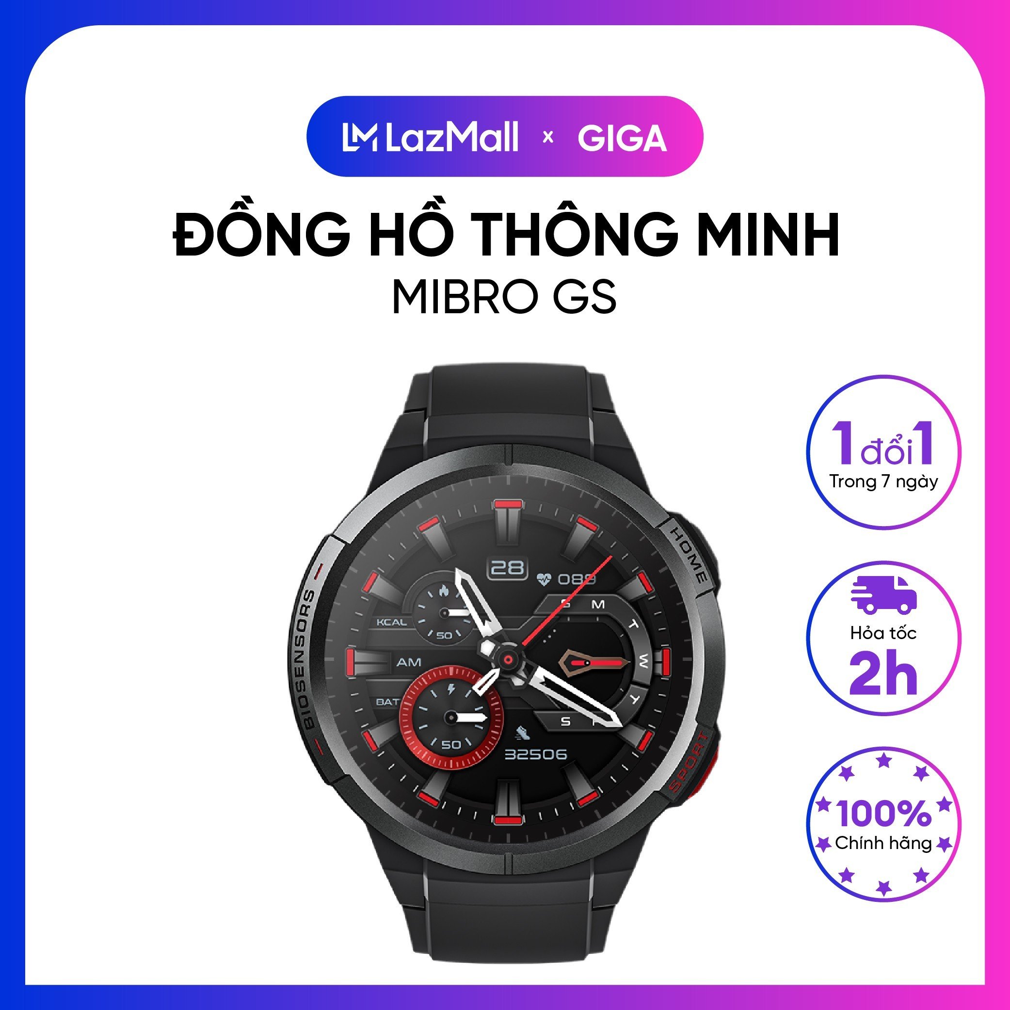 [ Hỏa tốc HN - HCM ]  Đồng hồ thông minh Mibro GS - Màn hình AMOLED HD- Có định vị GPS Chống nước đạ