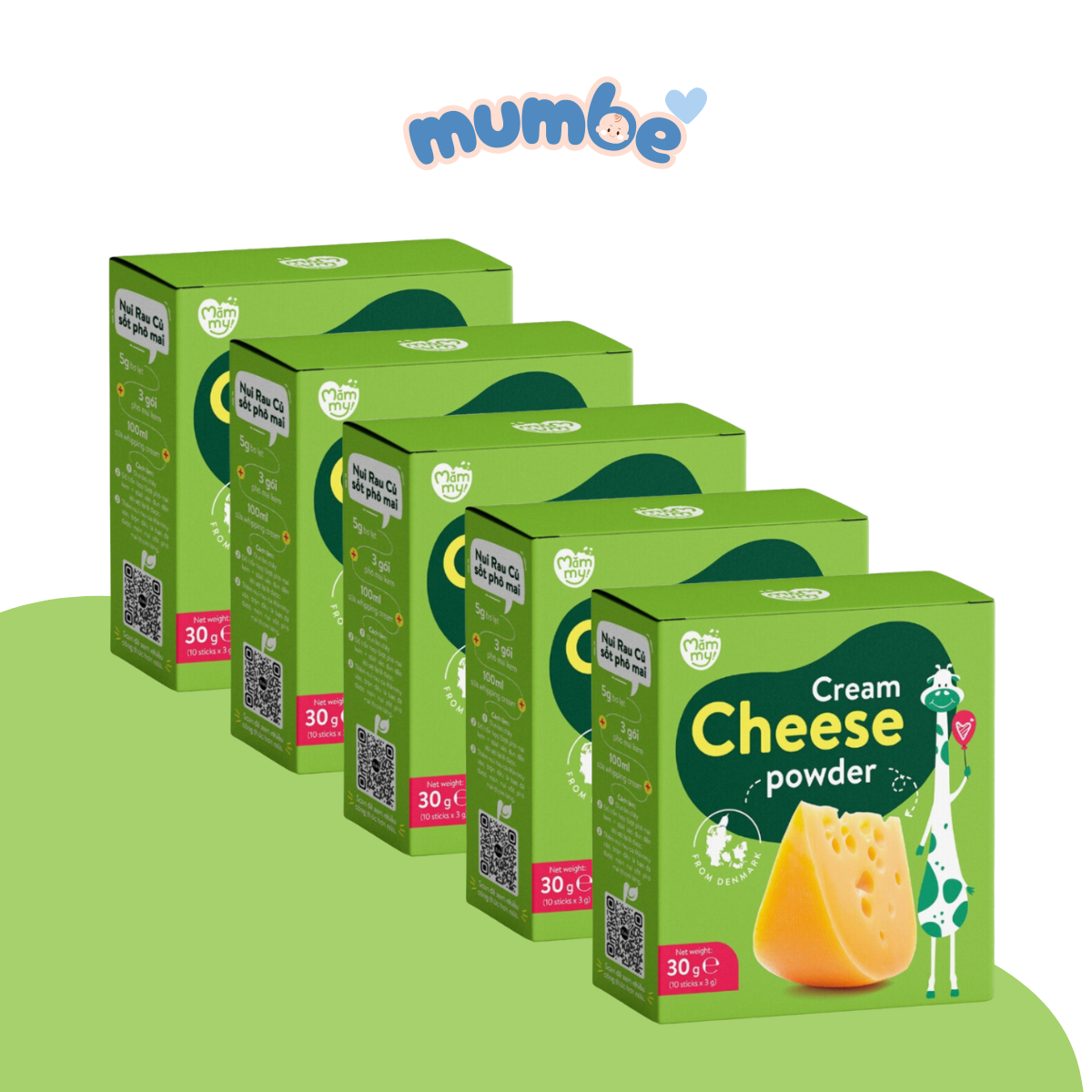 Combo Phô mai tách muối Mămmy Hộp 10 Gói dạng bột rắc cơm cháo cho bé ăn dặm 6 tháng tuổi