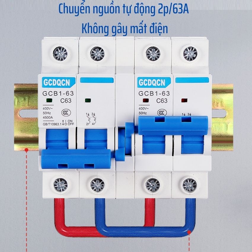 Cầu dao đảo chiều 2P 63A GCDQCN dạng Aptomat khóa liên động không gây mất điện loại tốt lắp tủ điện bộ đổi 2 nguồn điện  át chuyển nguồn bộ chuyên nguồn ats