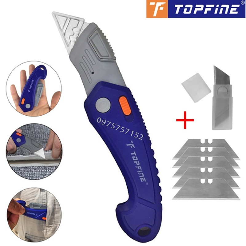Dao rọc giấy cán xếp gấp gọn TOP FINE chống va đập lưỡi dao rọc cáp siêu sắc thay lưỡi liên tục siêu