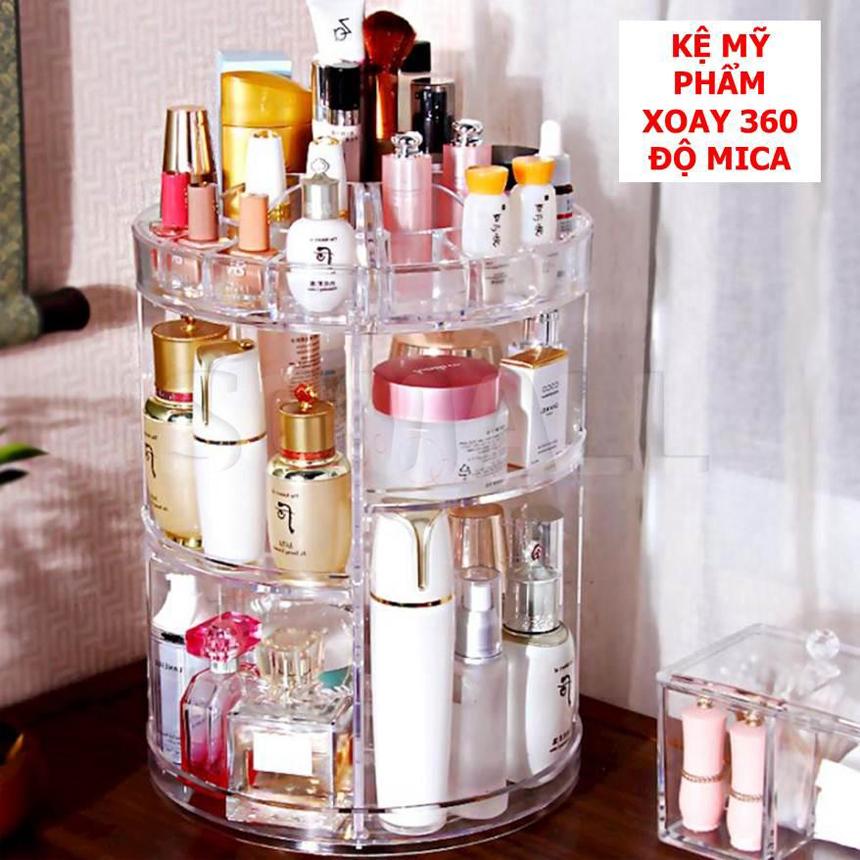 Hộp đựng đồ trang điểm Kệ mỹ phẩm trang điểm xoay 360 độ Mica giúp góc làm đẹp thêm gọn gàng sang trọng bảo hành 1 đổi 1 trên toàn quốc Mã SP 362