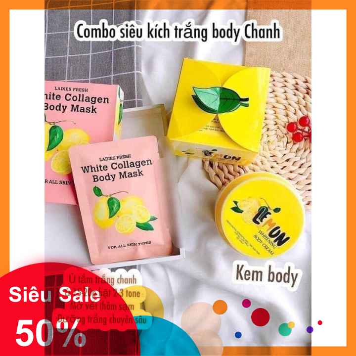 Combo Kem Body Và Ủ Trắng Chanh Dưỡng Da Trắng Sáng Bật Tone