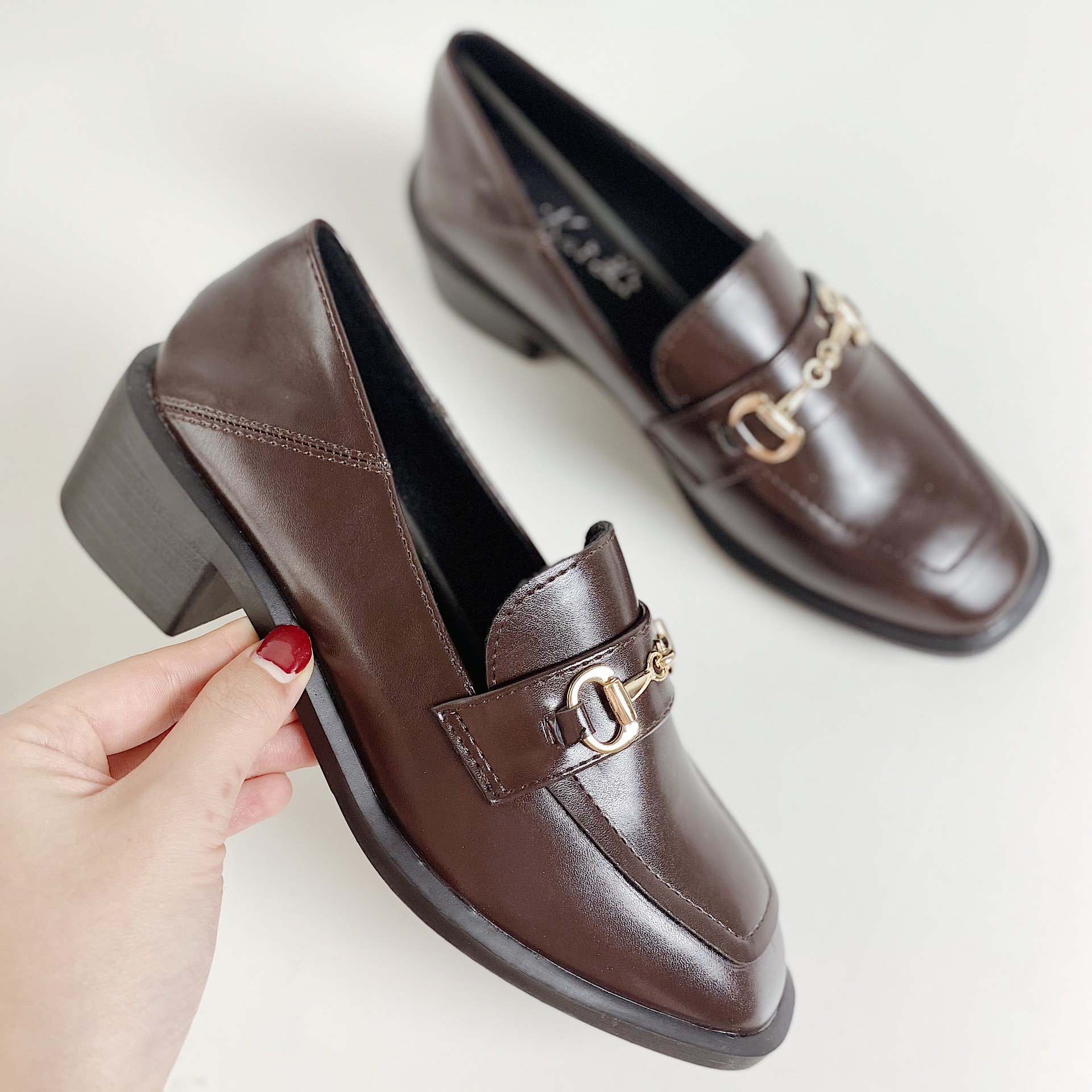 Giày Nữ Moccasin Loafer Moca Basic Da Mềm Fullbox 5cm Màu Đen Nâu