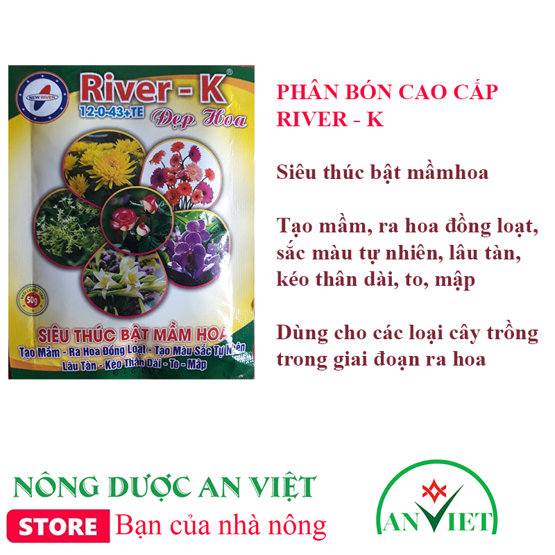 Phân bón cao cấp cho giai đoạn ra hoa River -K khối lượng 50g