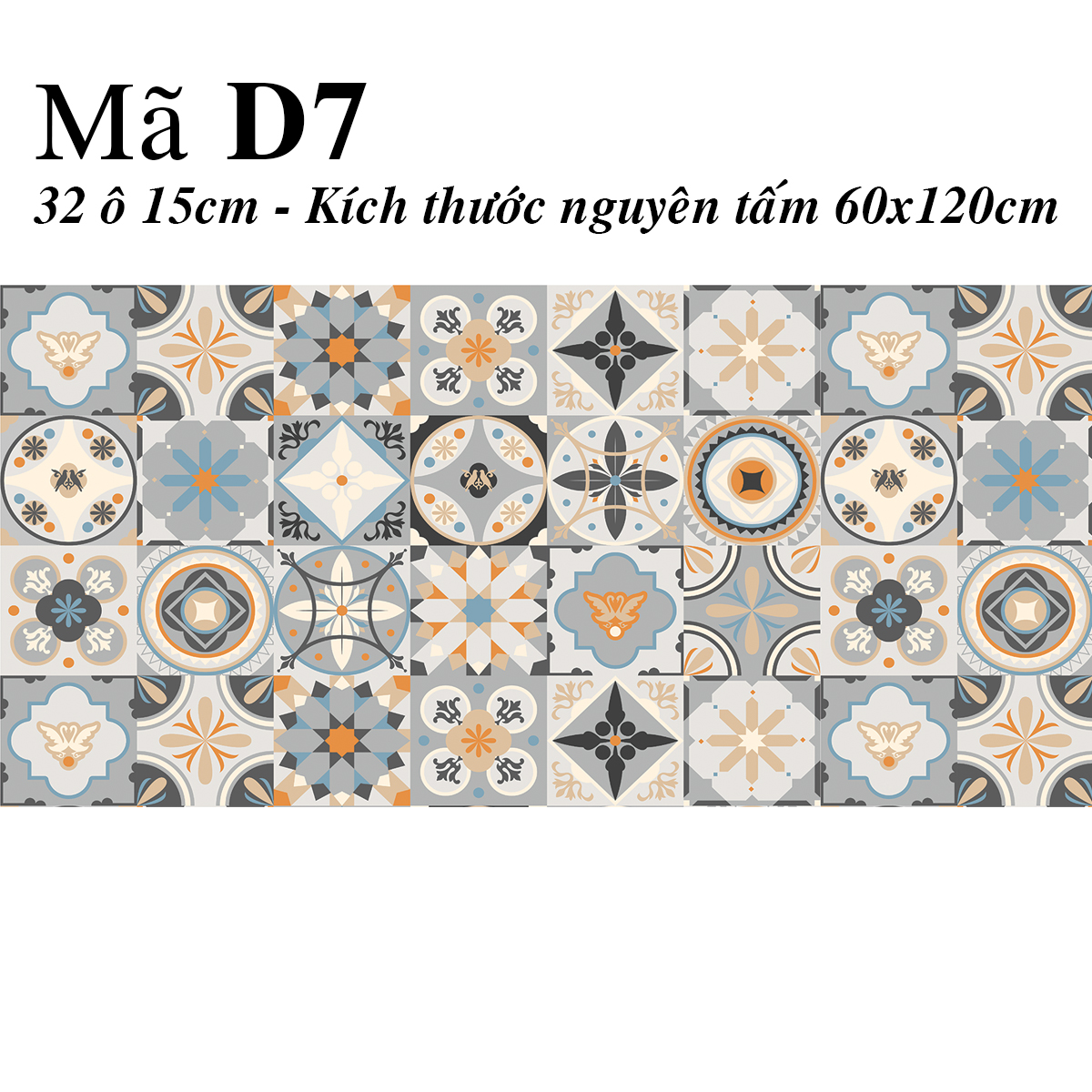 Set 32 ô Decal Gạch bông - Mua 3 set Tặng 1 set - Decal Dán bếp dán tường Trang trí nhà cửa - Viet D