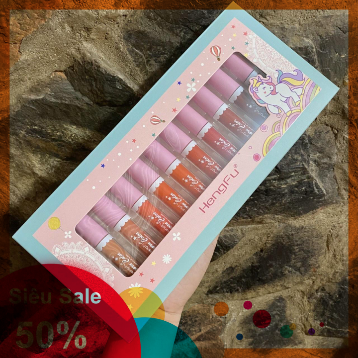 Set 12 cây son kem Hengfu Unicorn Color - Cavali - Chất son kem lì mịn dưỡng mềm môi lâu trôi