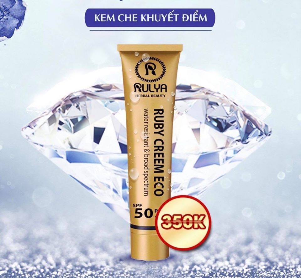 [CHÍNH HÃNG] Kem che khuyết điểm RULYA RUBY SUNCREEN ECO 40gr SPF 50 Giúp che phủ Hoàn Hảo mọi khuyết điểm như : Nám Đồi Mồi Sẹo Nguyên liệu 100% từ thiên nhiên không gây kích ứng hay tác dụng phụ lên da Nines Beauty Shop