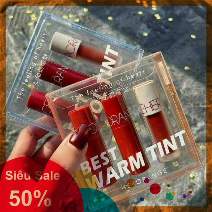 [HOT NEW] Set 3 cây son kem lì Herorange mini – CAVALI – Màu son dễ thương tone màu chuẩn không trôi chất lượng cao