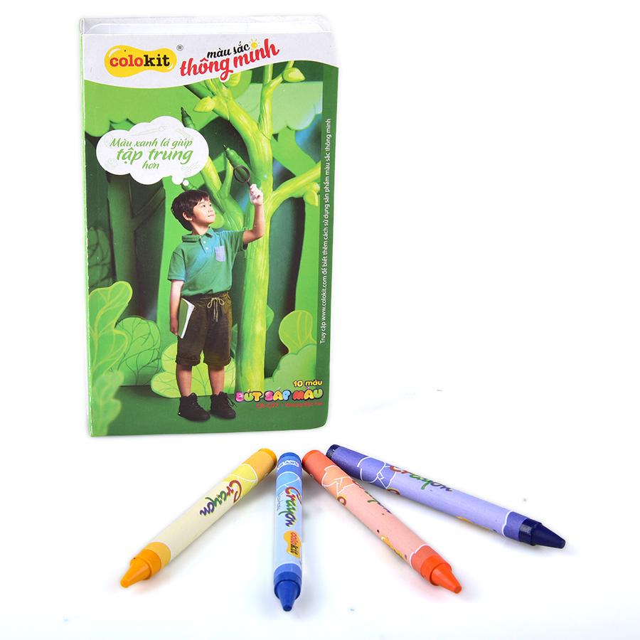 Bút sáp màu Thiên Long Colokit 10 màu mịn ít bụi đều màu tiêu chuẩn Châu Âu an toàn cho trẻ em tô màu vẽ tranh CR-C07