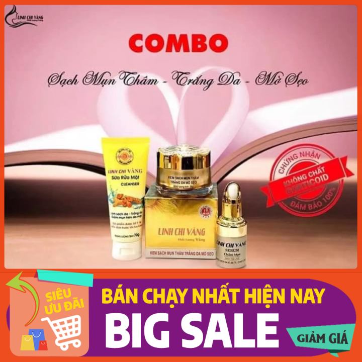 [HCM]COMBO MỤN THÂM TRẮNG DA LINH CHI VÀNG