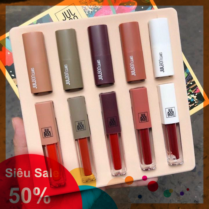 [CHÍNH HÃNG] Set son 10 cây Julbon – Cavali – Chất son lì mịn môi tone màu chuẩn