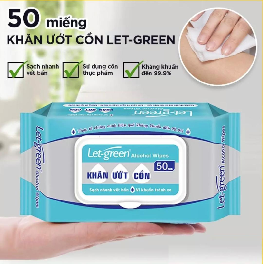 Combo 36 gói Khăn ướt cồn Let-Green 50 miếng (Combo 36 bags Alcohol Wipes 50pcs)