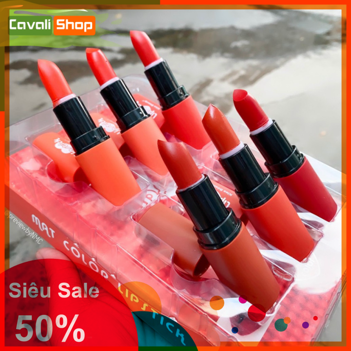 Set son 6 cây Kiss Beauty Mat Color - Cavali - Son thỏi lì giàu độ ẩm không trôi không lem