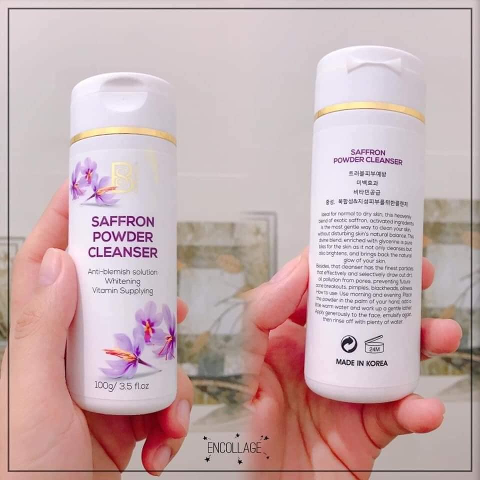 [CHÍNH HÃNG]Combo 2 Lọ Bột Rửa Mặt Nhụy Hoa Nghệ Tây Saffron Powder Cleanser Bs Cosmetics 100 gram Làm sạch tái tạo da ngăn ngừa và hỗ trợ trị mụn làm trắng sáng săn chắc da cung cấp vitamin cho da giữ ẩm làm đều màu da Nines Beauty