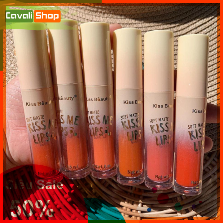 [SIÊU SALE] Set 6 cây son kem Kiss Beauty Kiss Me Lips – Cavali – Son kem lì chuẩn tone lâu trôi