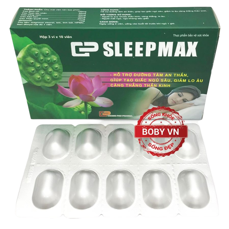 Sleep Max Hỗ Trợ Dưỡng Tâm An Thần Tạo Giấc Ngủ Sâu Giảm Âu Lo Căng Thẳng