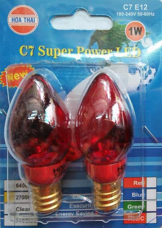 [HCM]Bộ 2 bóng đèn Led trái ớt màu đỏ trong đèn bàn thờ 1W E12 HÒA THÁI