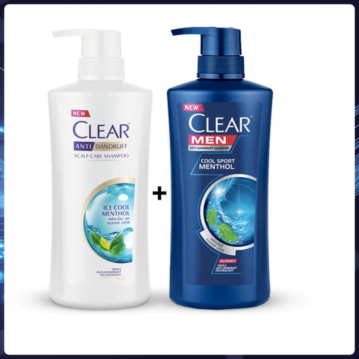 Combo 2 chai dầu gội đầu gồm clear Bạc Hà 480ml và Clear Men 450ml