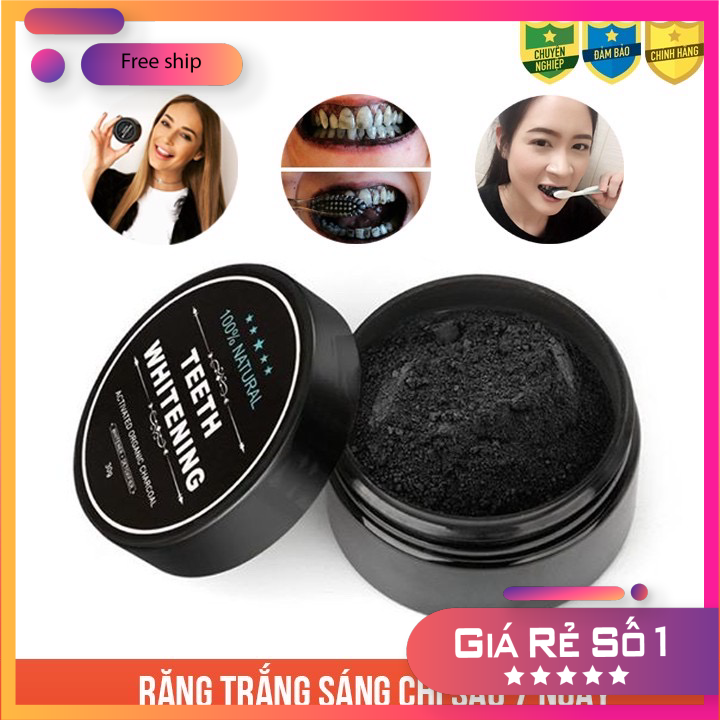 [HCM]BỘT TRẮNG RĂNG THAN TRE HOẠT TÍNH 100% NATURAL TEETH WHITENING CHÍNH HÃNG