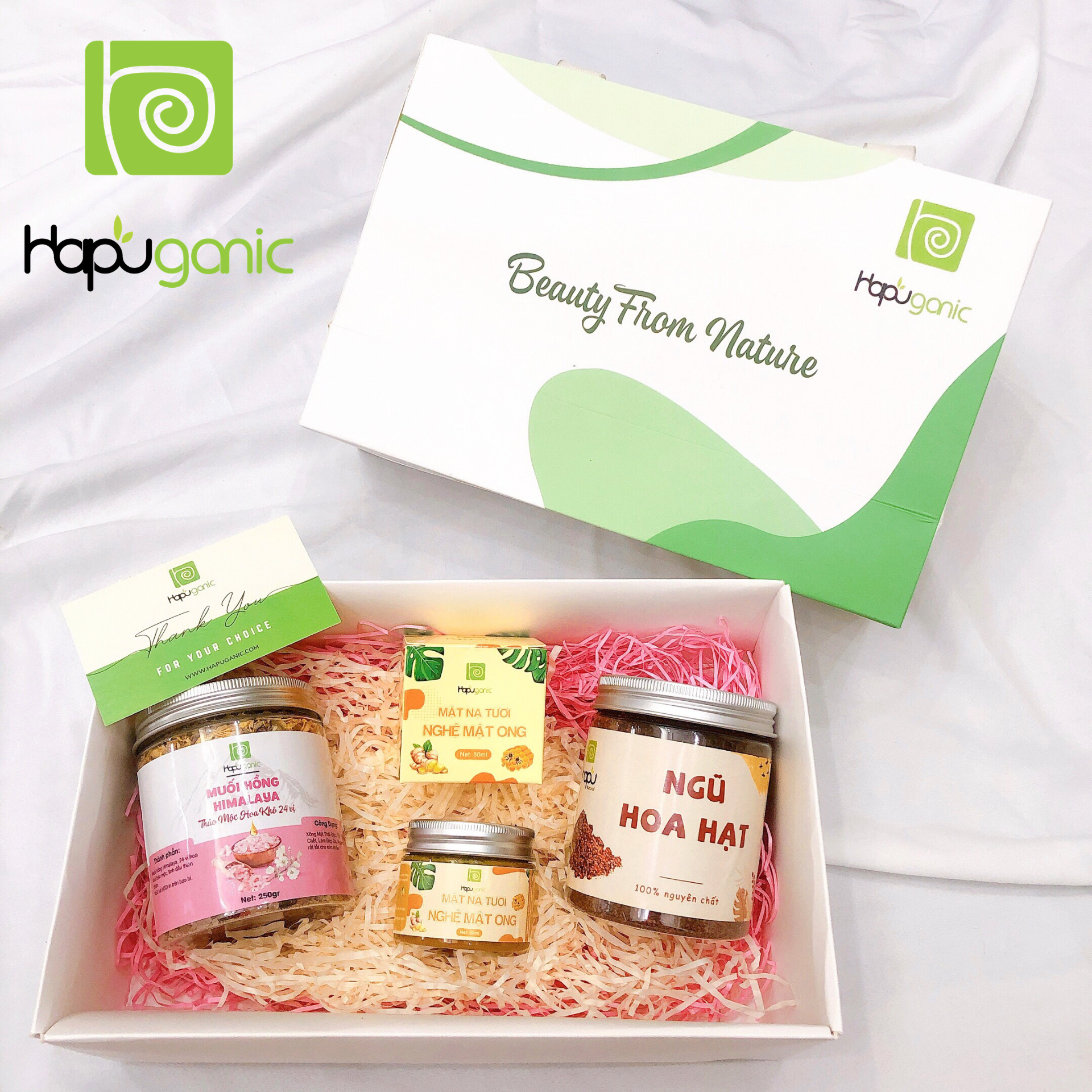 [Hcm]Combo Qùa Tặng Tỏa Sáng Hapu Organic Hũ Mặt Nạ Nghệ Mật Ong + Hũ Ngủ Hoa Hạt 100G Và Hũ Muối Hồng Thảo Mộc 250G