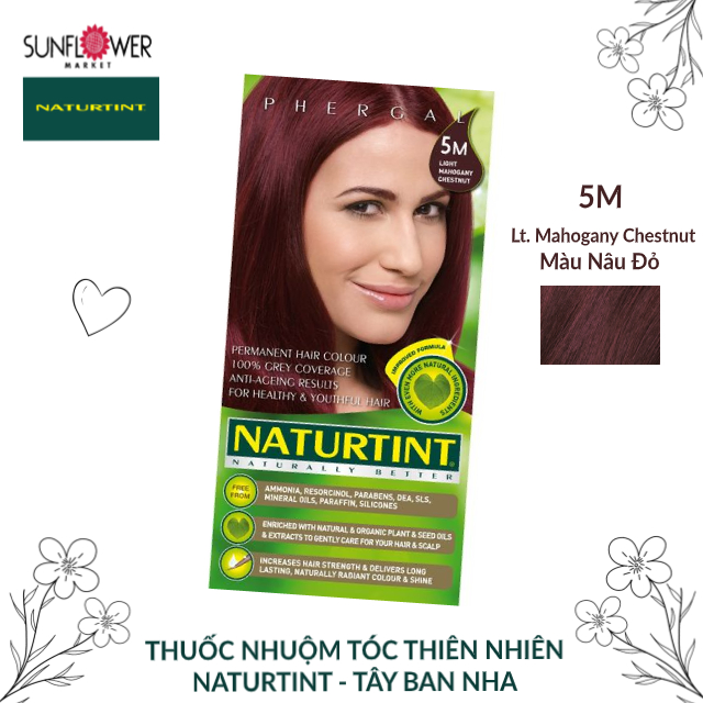 Thuốc Nhuộm Tóc Thiên Nhiên Không Gây Dị Ứng Naturtint Màu 5M Nâu Đỏ - Tây Ban Nha (Hàng Chính Hãng) - 170Ml