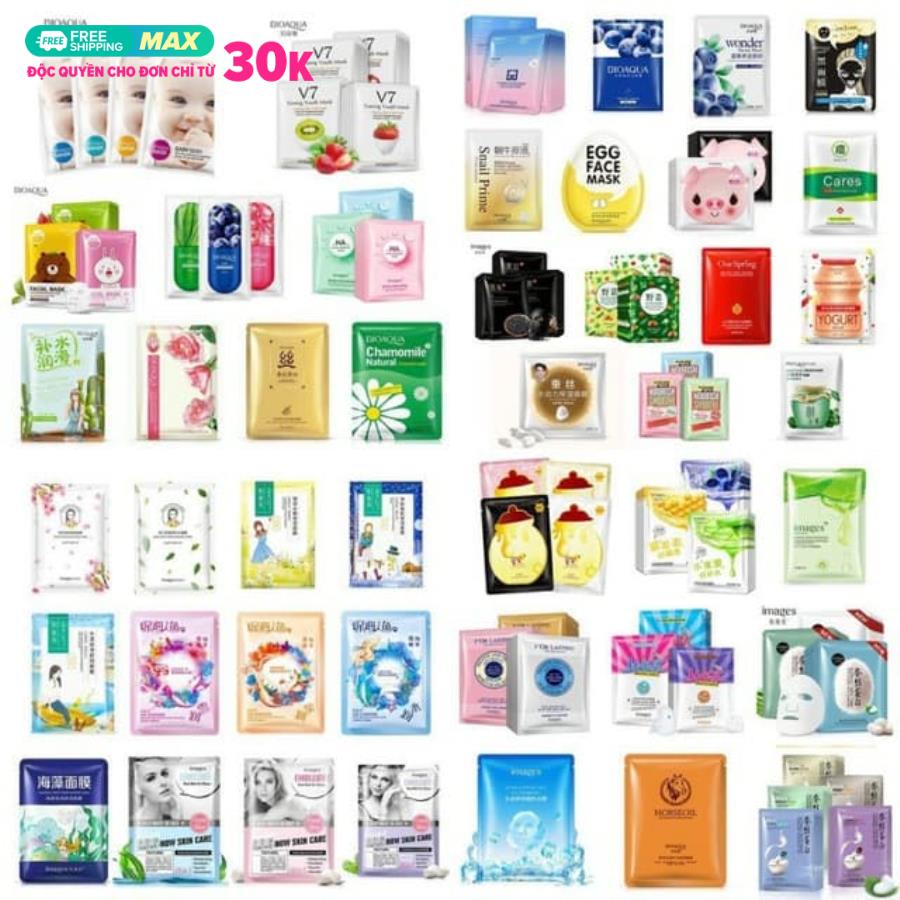 [HCM]Combo 50 mặt nạ giấy dưỡng da
