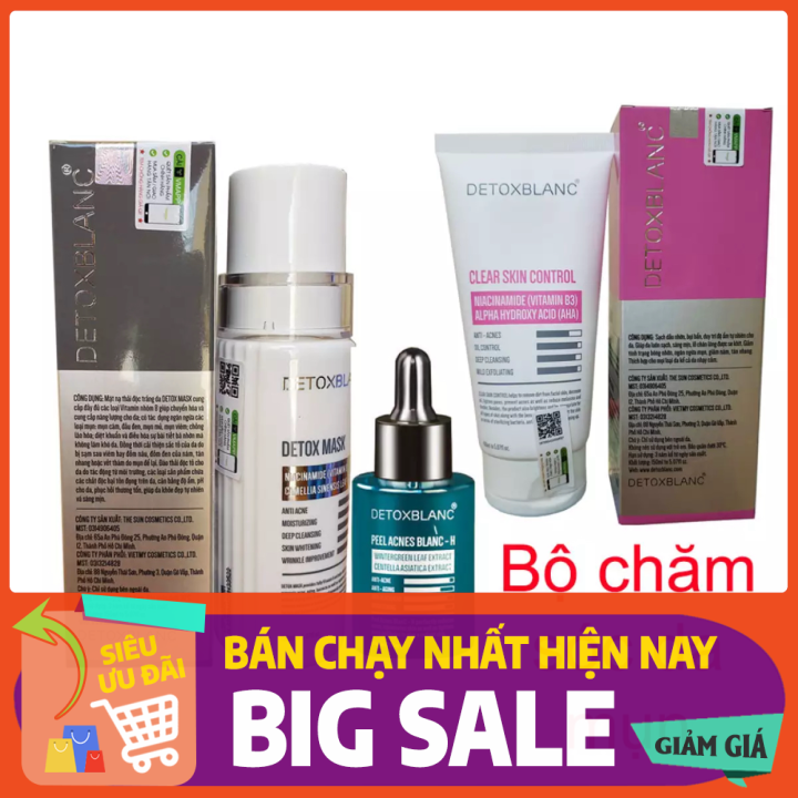 [Hcm]Combo Chăm Sóc Da Mụn Detox Blanc Chính Hãng: Mặt Nạ Thải Độc Serum Mụn Và Sữa Rửa Mặt Sinh Học