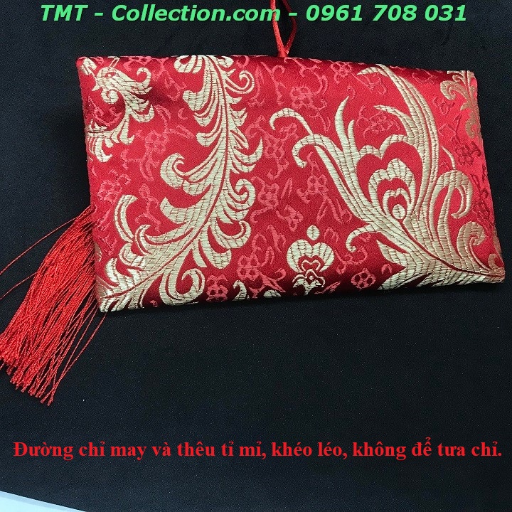 Túi gấm đỏ dây treo đựng tiền lì xì dùng để làm quà tặng biếu để đựng tiền lì xì bao lì xì - TMT colletion - SP001806