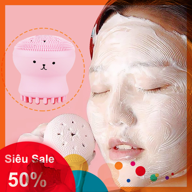 [SIÊU RẺ] Cọ rửa mặt bạch tuộc silicon - Cavali - tạo bọt dễ dàng lông cọ mềm mại