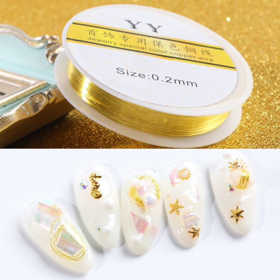 Cuộn sợi kim loại mãnh  trang trí móng tay phụ kiện trang trí nail phụ kiện nail chuyên dụng 2020
