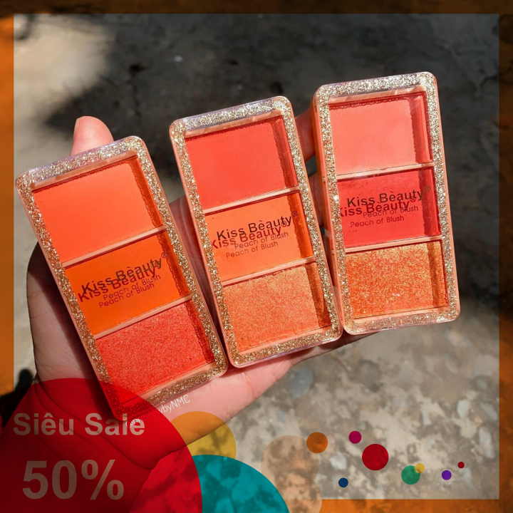 Má hồng 3 ô đào Kiss Beauty Peach Of Blush – Cavali – Tone cam đào hottrend chất phấn mịn lâu trôi