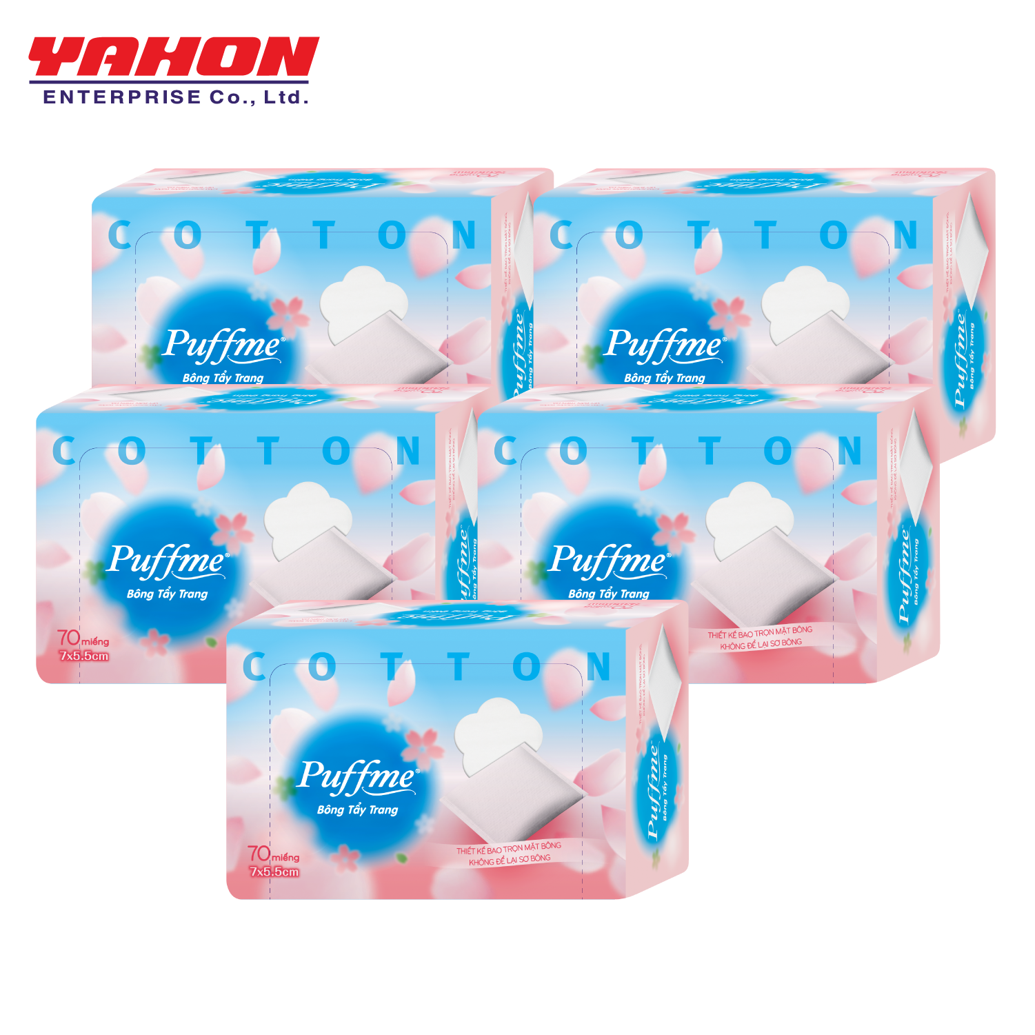 Bộ 5 Hộp Bông Tẩy Trang Puffme Dạng Túi 70 Miếng