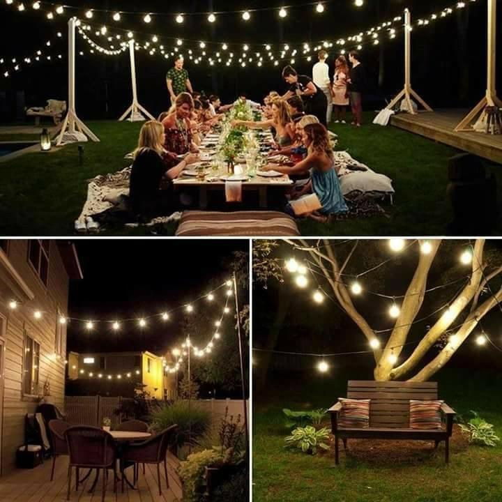 Dây đèn trang trí ngoài trời dùng cho quán cà phê trà chanh trà sữa... 10m 20 bóng 5m 10 bóng loại