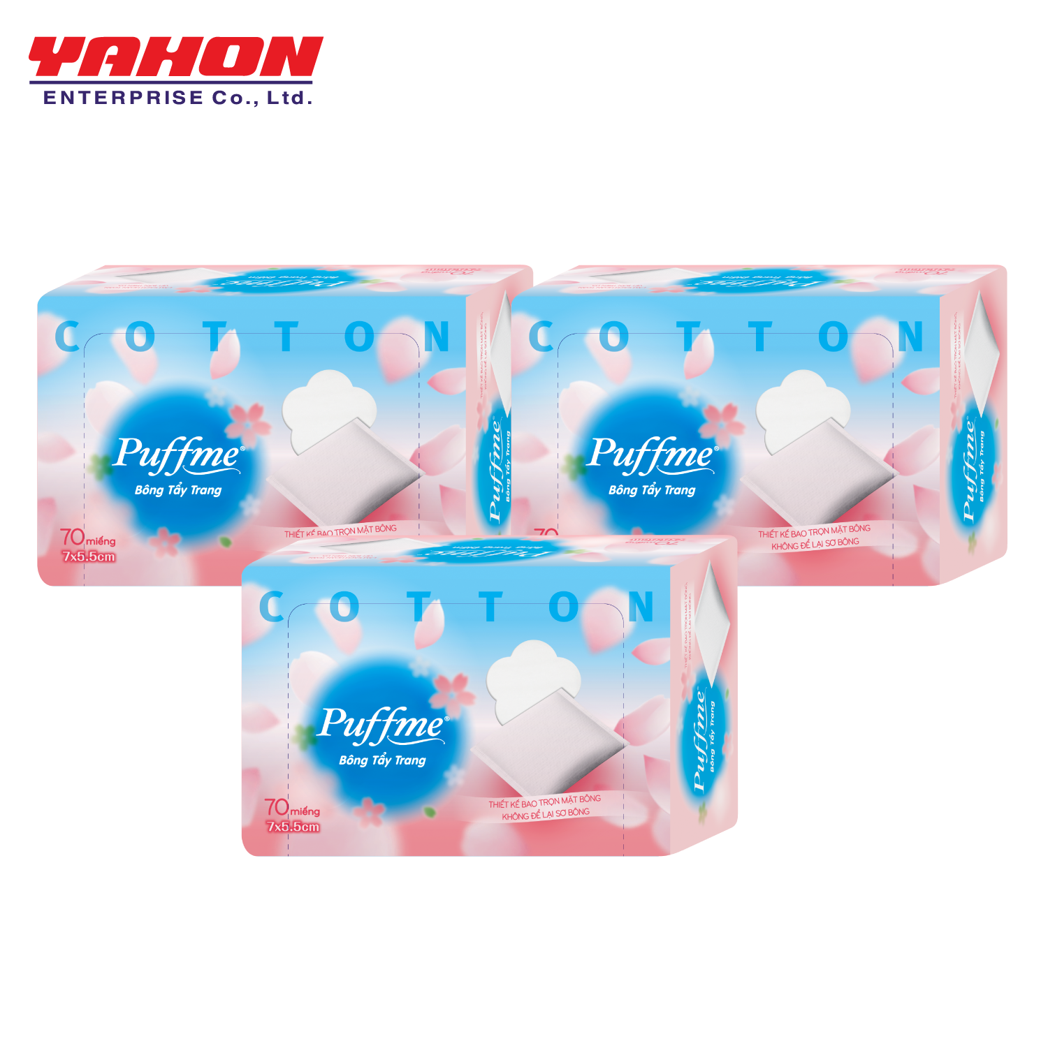 Bộ 3 Hộp Bông Tẩy Trang Puffme Dạng Túi 70 Miếng