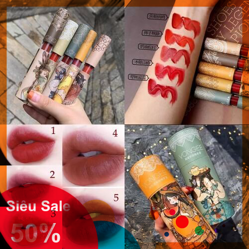 [TẶNG NƯỚC HOA 4D 20ML]-Set 6 son kem lì cổ trang Vongee thiết kế độc đáo – CAVALI –  Set son mùi thơm kẹo ngọt