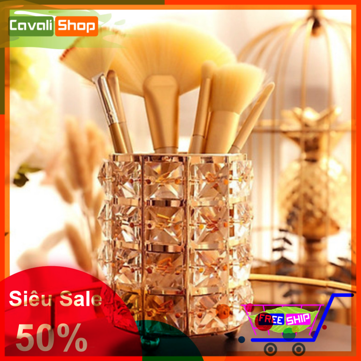 [XẢ HÀNG TỒN] Lọ đựng cọ trang điểm pha lê – CAVALI – thiết kế sang trọng