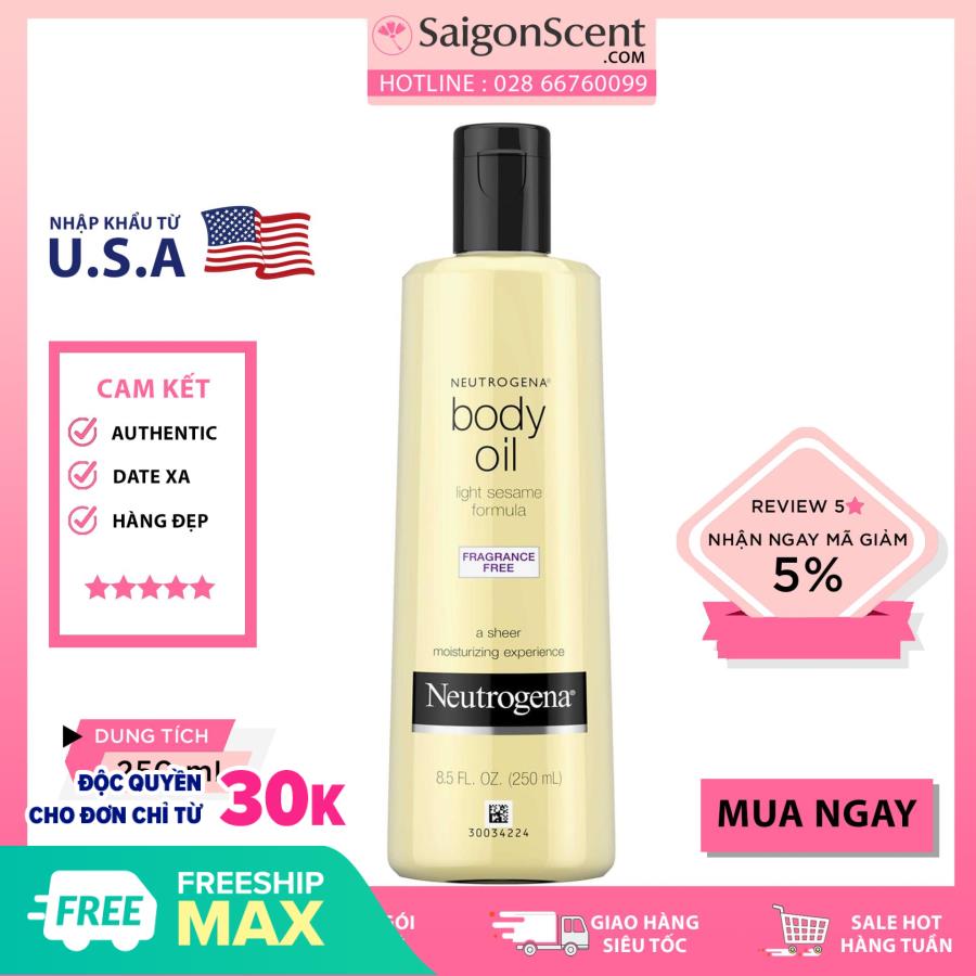 [Hcm][Saigon Scent] Tinh Dầu Dưỡng Neutrogena Body Oil Light Sesame Formula(250Ml)