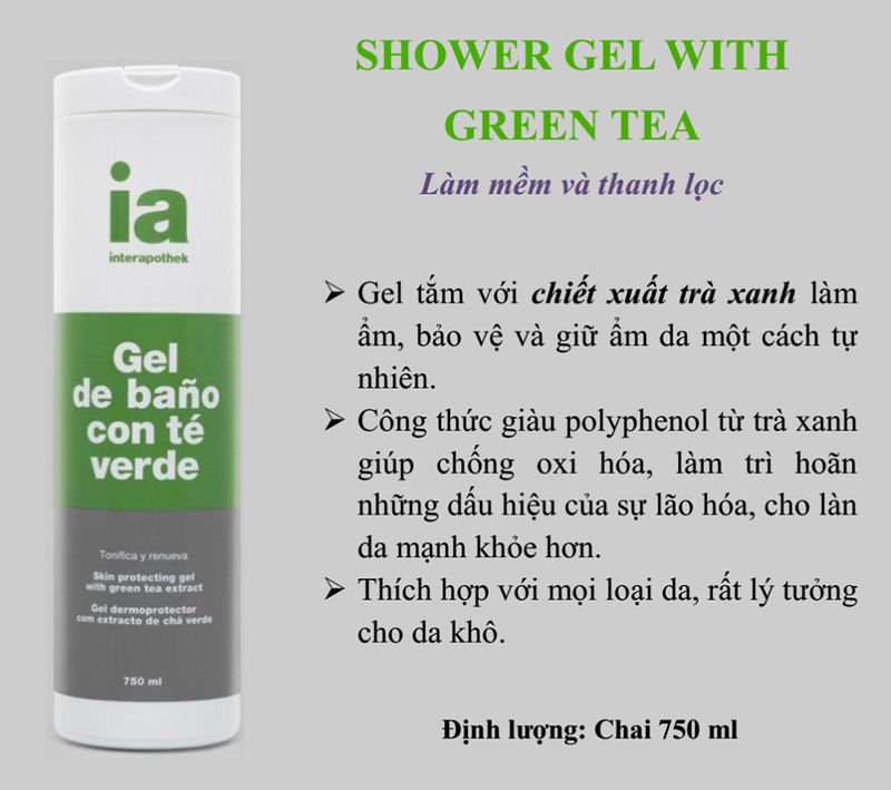 Gel Tắm Ia - Green Tea // Interapothek Tây Ban Nha