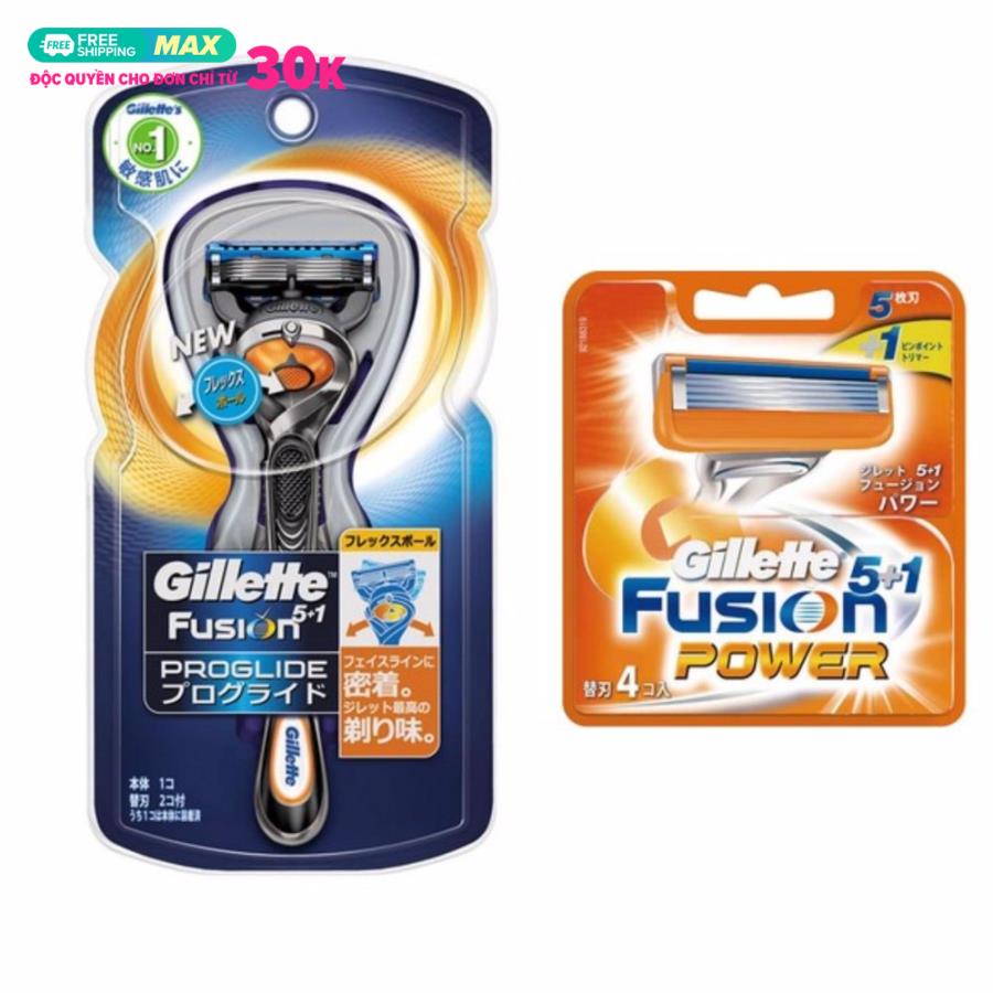 Bộ dao cạo râu  + 6 lưỡi dao cạo Râu Gillette Fusion Proglide 5+1