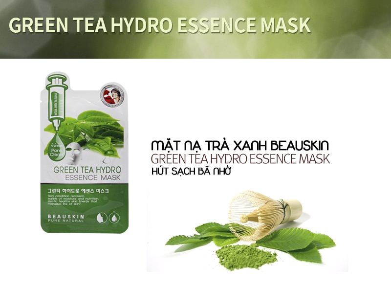 GREEN TEA HYDRO ESSENCE MASK – Pore clean (Sạch sâu tận lỗ chân lông) 